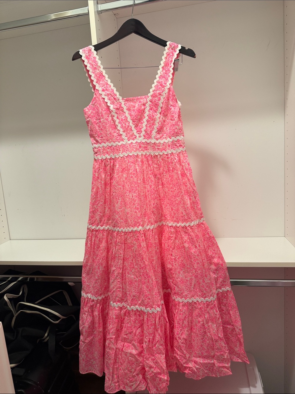 Lilly Pulitzer Pink Maxi Dress with White Trim